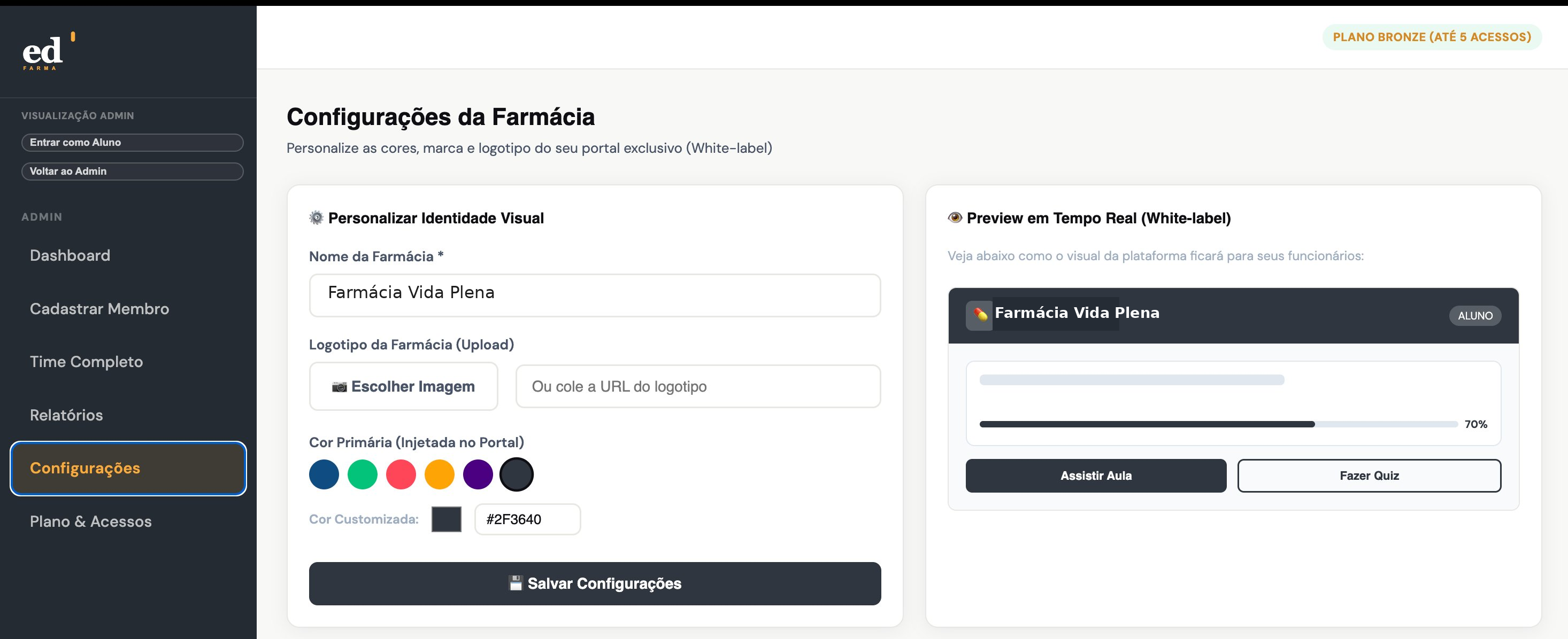 Configuração white-label EdFarma